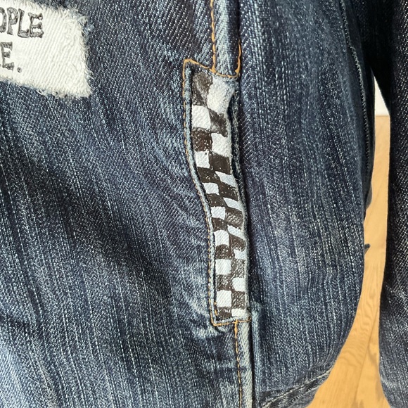 One-of One Hand Painted Alice in Wonderland Art Denim Jacket - Picture 10 of 14